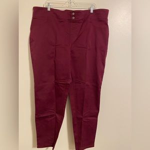 Terra & Sky skinny jeggings mid-rise Sz 2X (20w - 22w) Wine plus pull-on